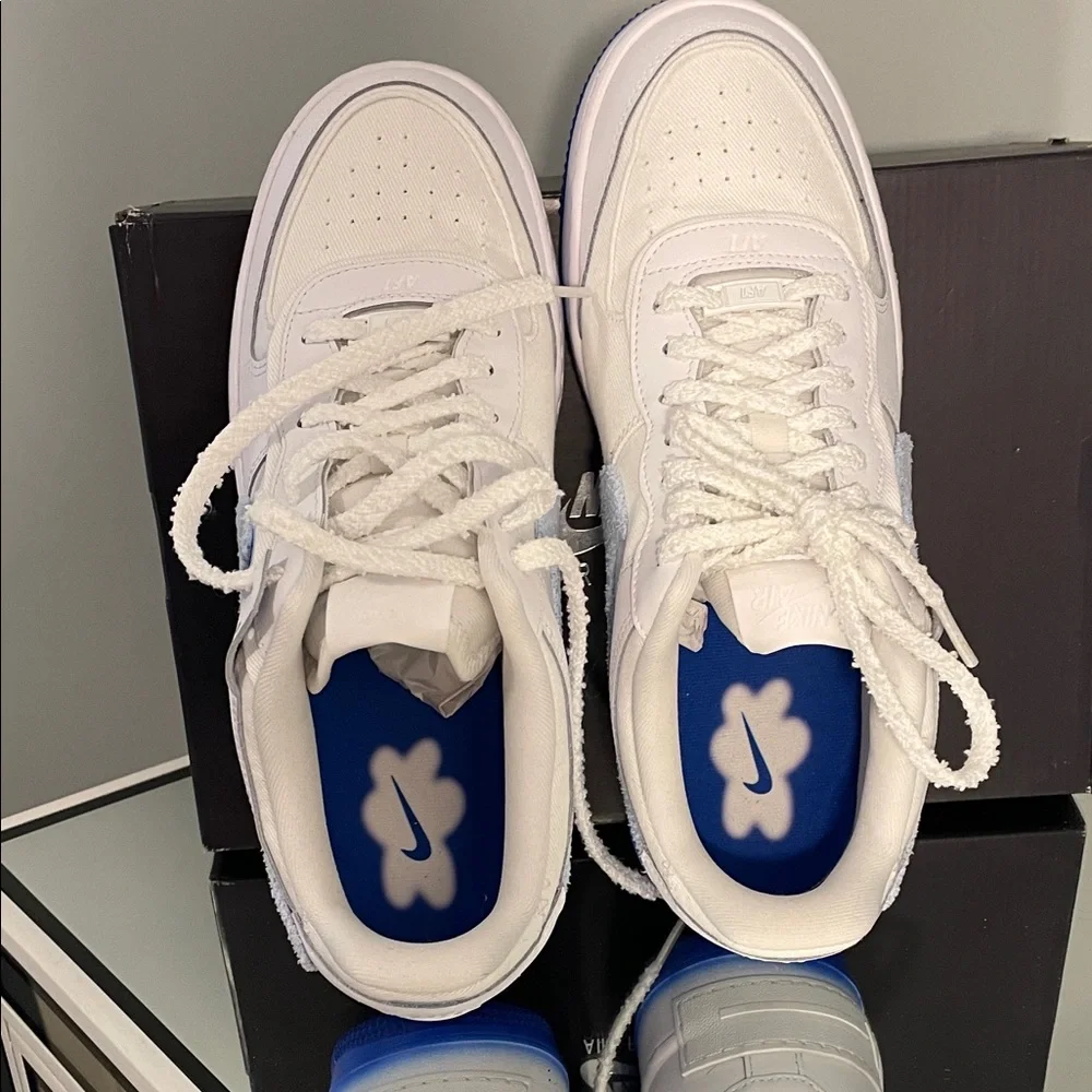 Nike Air Force 1 Shadow White with Blue Highlights